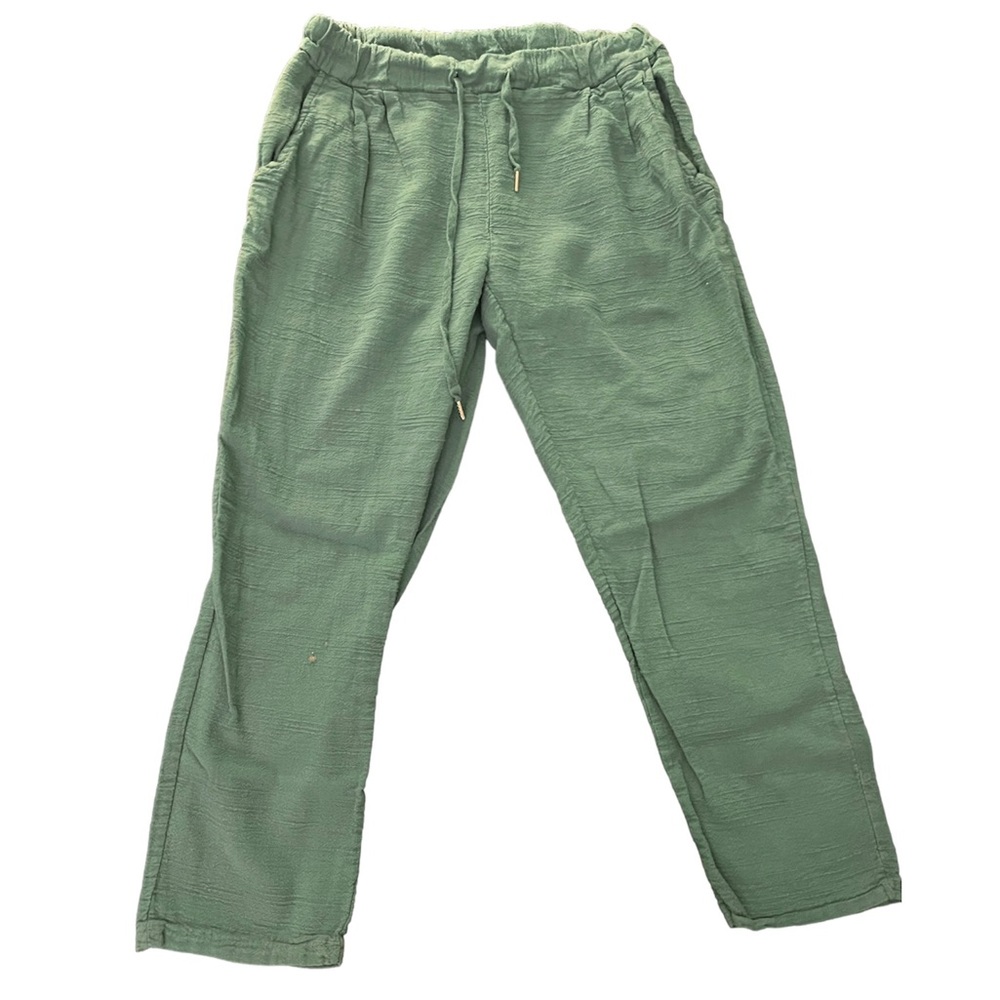 Women’s Green Metal Draw String Sweatpants